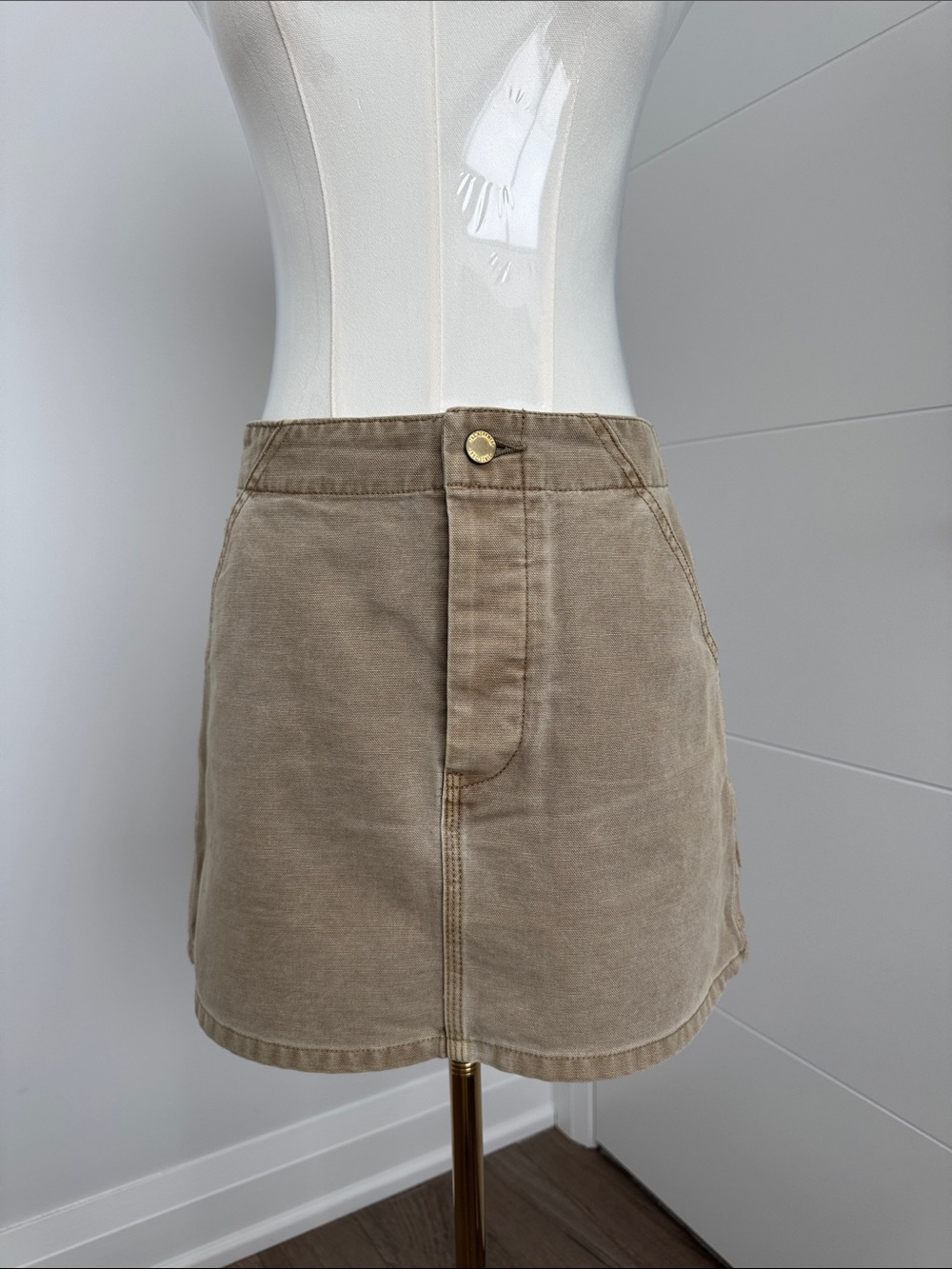 Aritzia TNA mini jean skirt in khaki